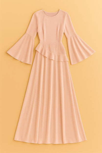 Robe Eulalie longue à volants superposés et manches fluides