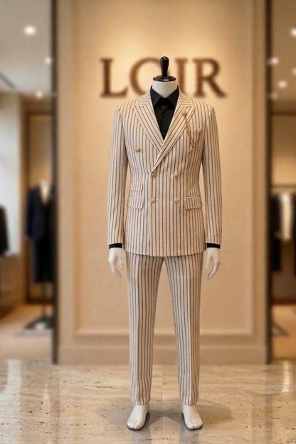 Ensemble Costume Revers Rayé
