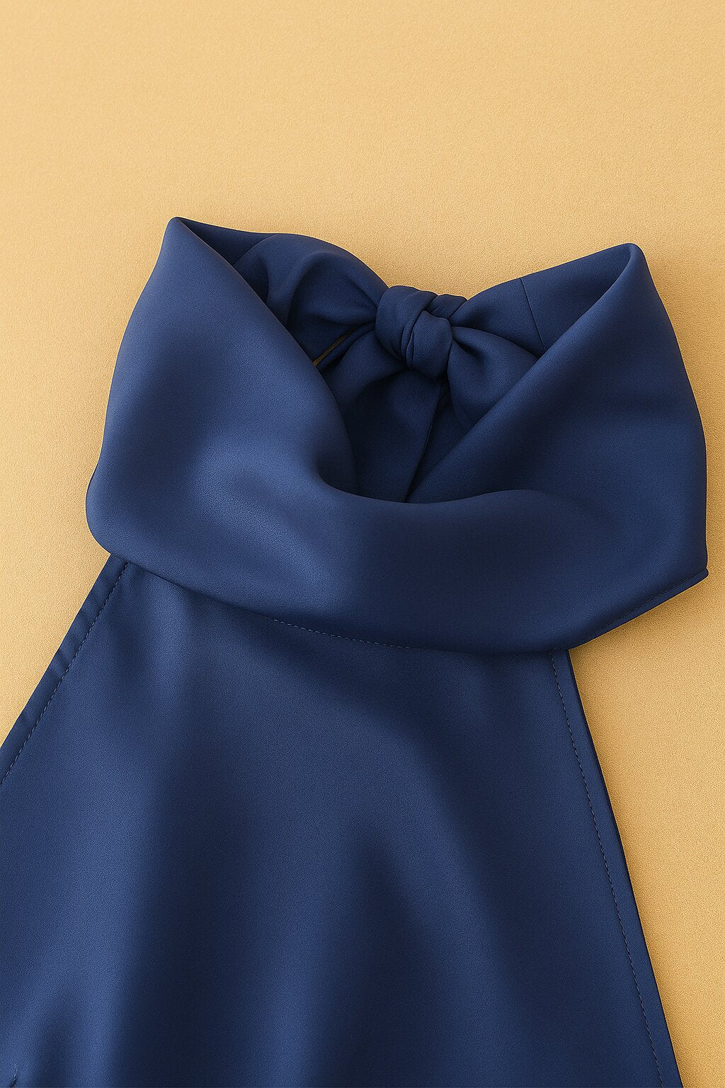 Robe Ophélie en satin drapé bleu profond