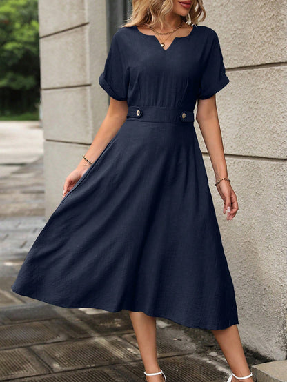 Robe Maxi Manches Chauve-Souris Encolure Entaillée