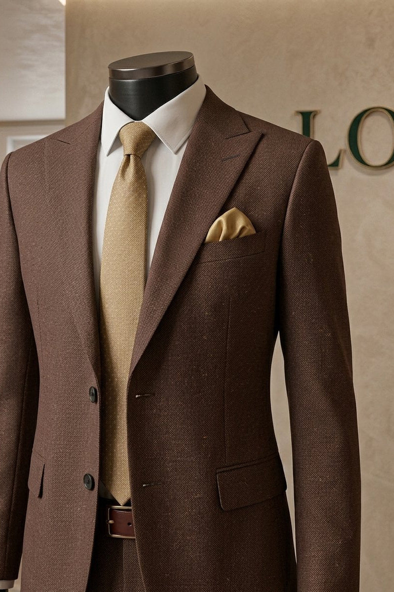 Costume Diplomate à Revers en Pointe Marron Tailoring