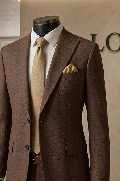 Costume Diplomate à Revers en Pointe Marron Tailoring