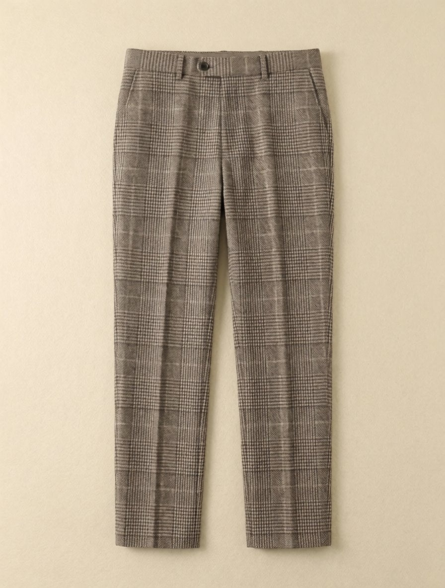 Costume Diplomate à Revers en Pointe Gris à Carreaux Tailoring