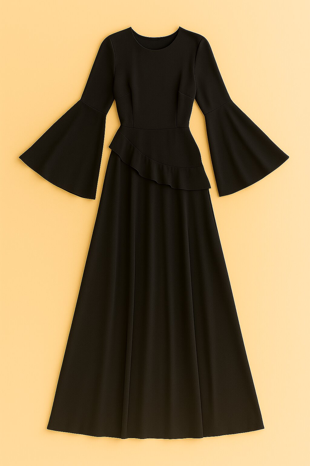 Robe Eulalie longue à volants superposés et manches fluides