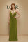 Robe Ophéliane satinée à encolure plongeante et nœud central