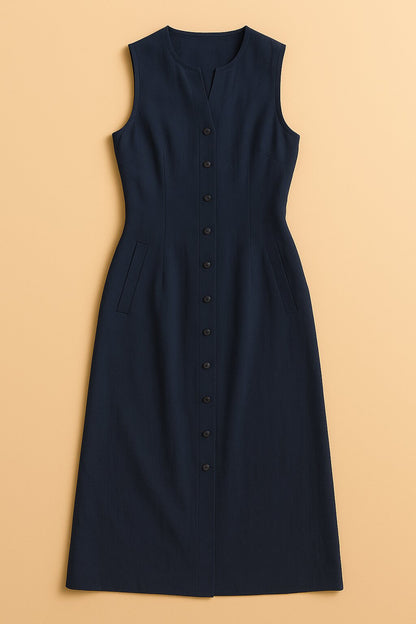 Robe Camille sans manches boutonnée en toile légère