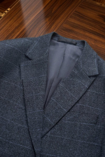 Costume Diplomate à Revers en Bleu à Carreaux Tailoring
