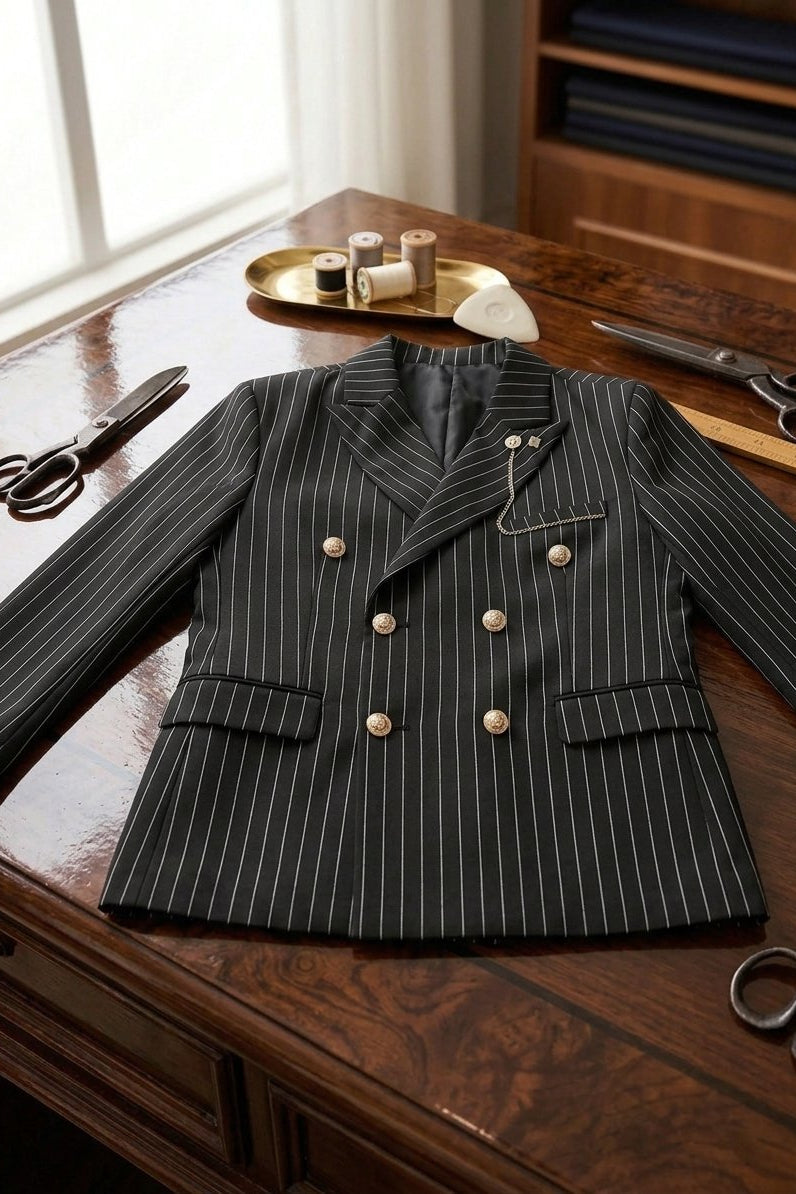 Ensemble Costume Revers Rayé