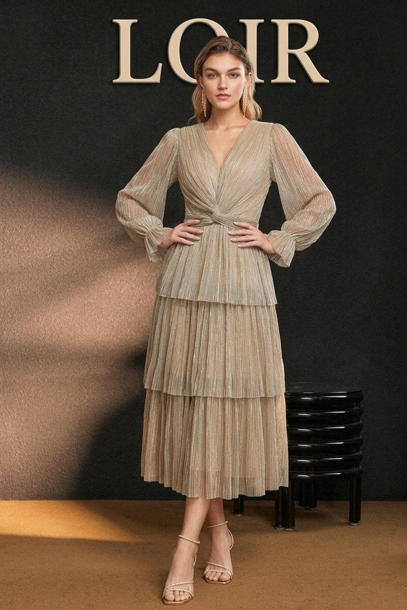 Robe Midi Cocktail à Twist Texturé