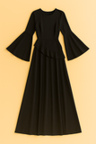 Robe Eulalie longue à volants superposés et manches fluides