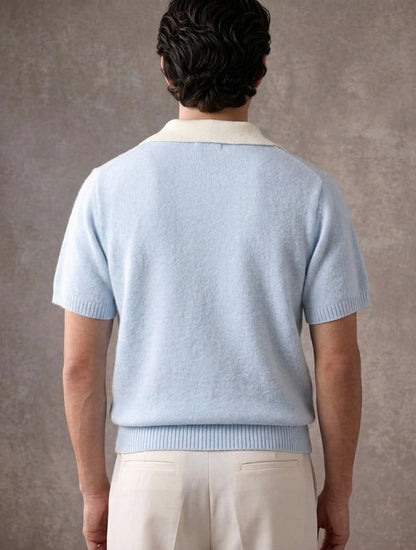Chemise Polo à Col Contrasté Maille Knitted