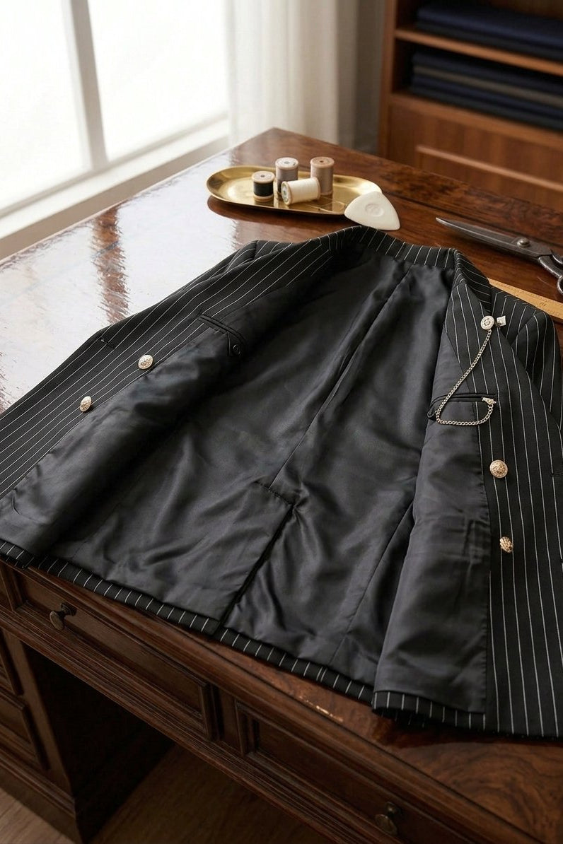Ensemble Costume Revers Rayé