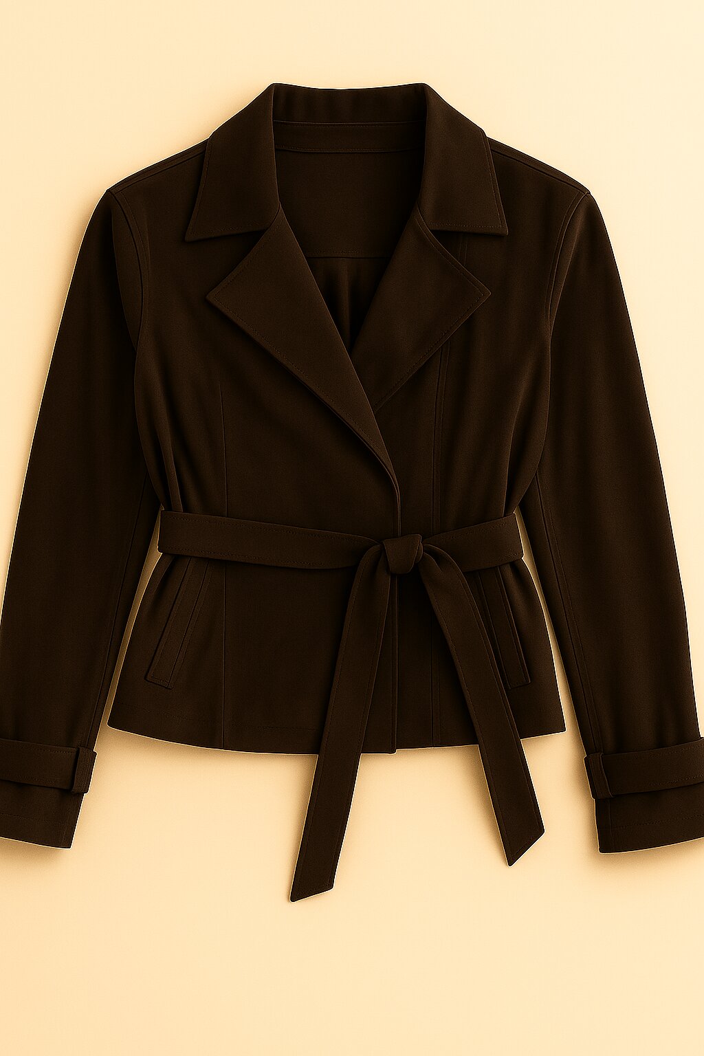 Manteau Daphné ceinturée en suède doux