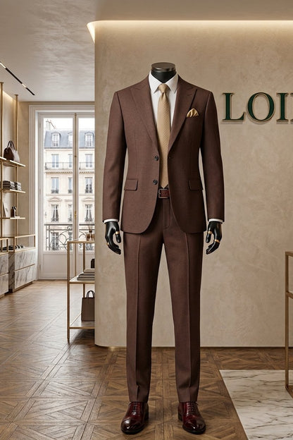 Costume Diplomate à Revers en Pointe Marron Tailoring