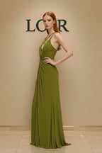 Robe Ophéliane satinée à encolure plongeante et nœud central