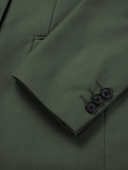 Costume Diplomate à Revers en Pointe Vert Militaire Tailoring