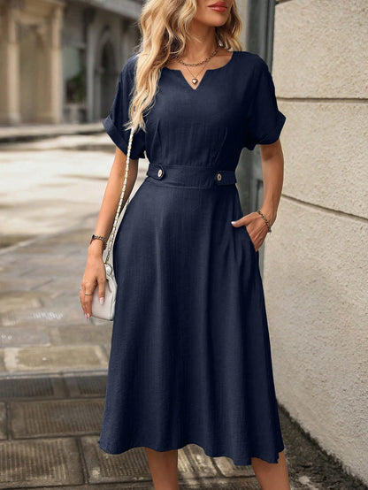 Robe Maxi Manches Chauve-Souris Encolure Entaillée