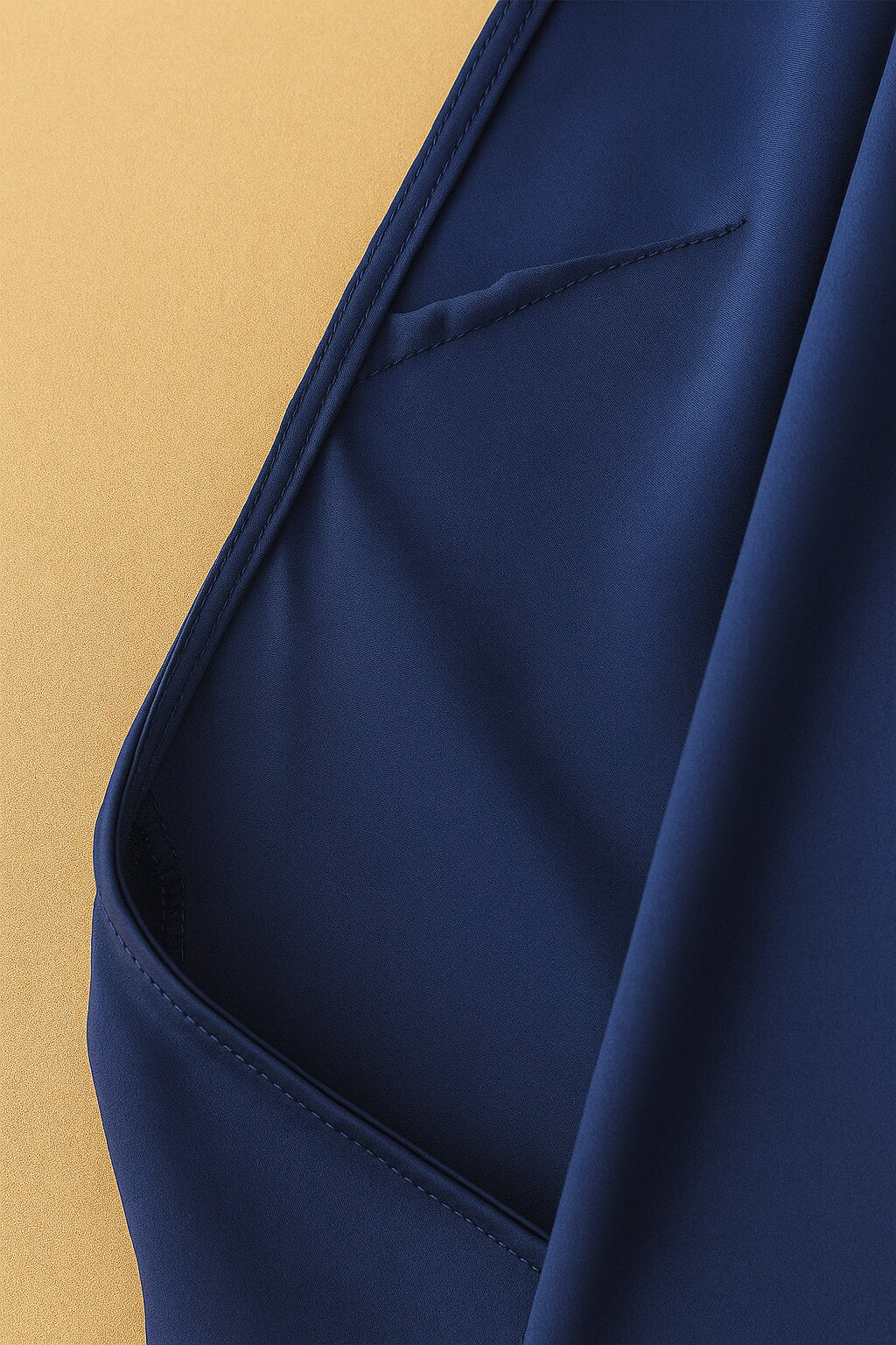 Robe Ophélie en satin drapé bleu profond