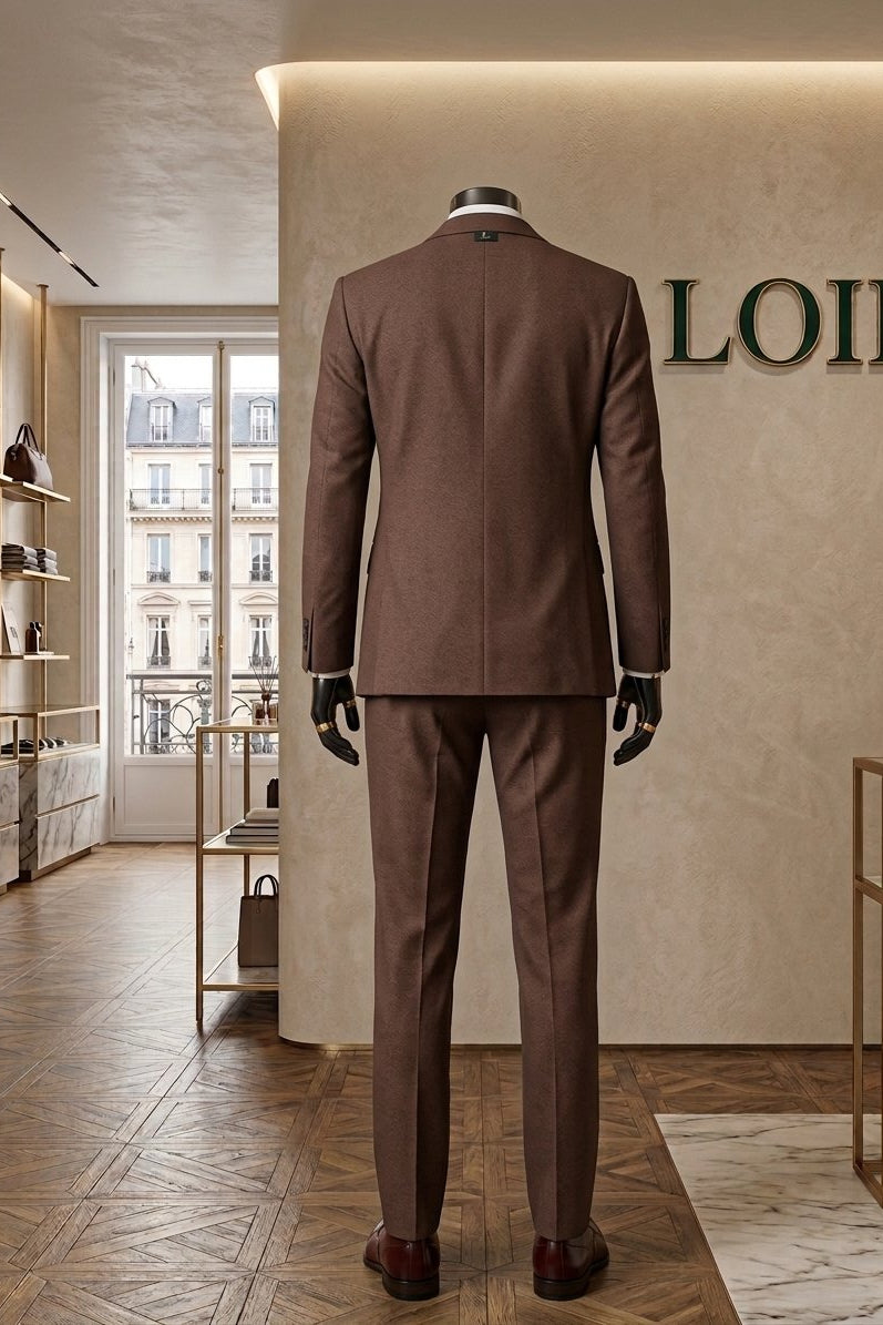 Costume Diplomate à Revers en Pointe Marron Tailoring