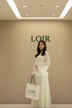 Robe Eulalie longue à volants superposés et manches fluides