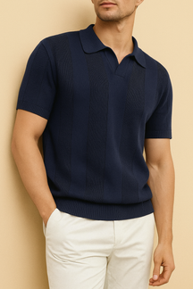 Camisa Polo Avignon em lã com textura listrada