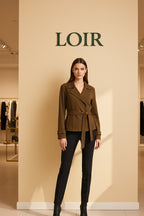 Manteau Daphné ceinturée en suède doux