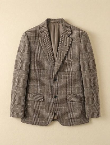 Costume Diplomate à Revers en Pointe Gris à Carreaux Tailoring