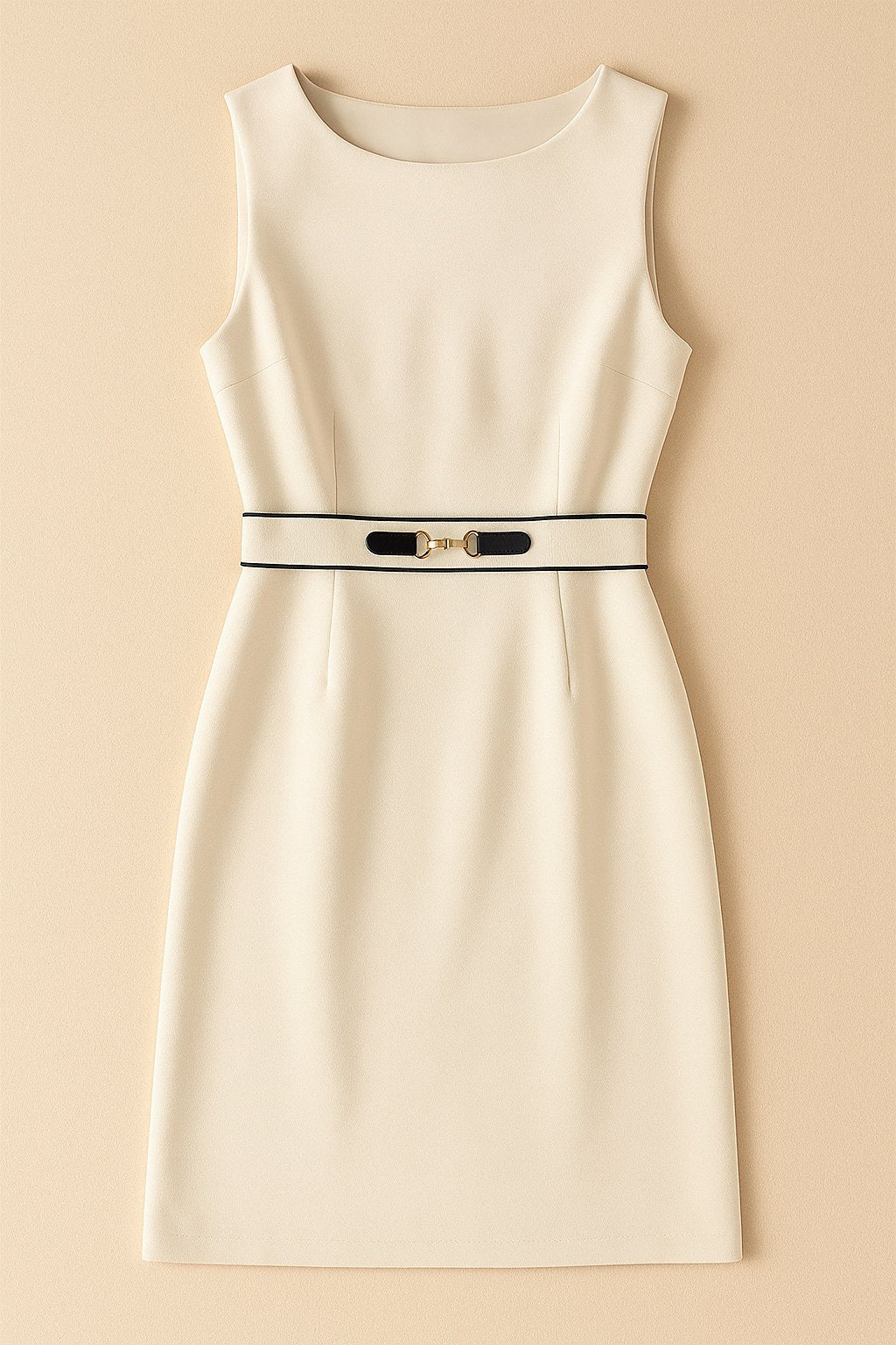 Robe Midi Chaîne Détail Piping Contrasté Noir