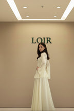 Robe Eulalie longue à volants superposés et manches fluides