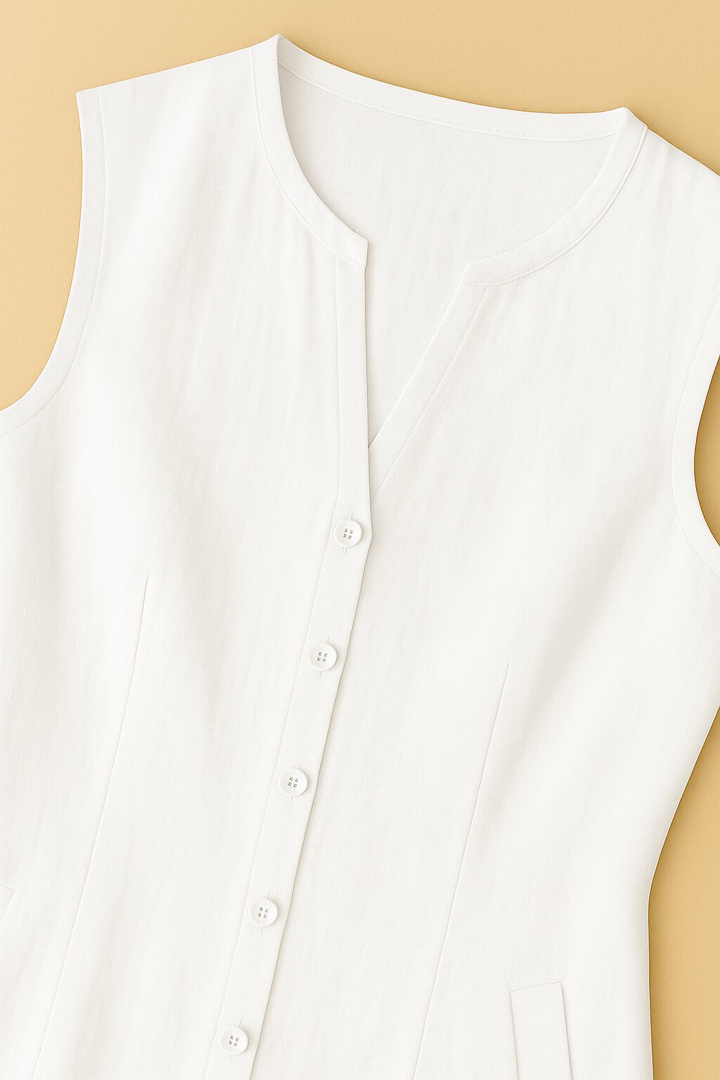 Robe Camille sans manches boutonnée en toile légère