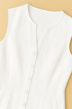 Robe Camille sans manches boutonnée en toile légère