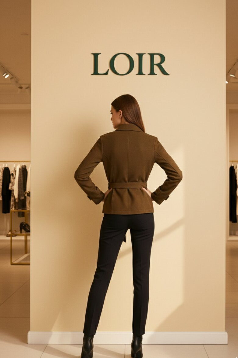 Manteau Daphné ceinturée en suède doux