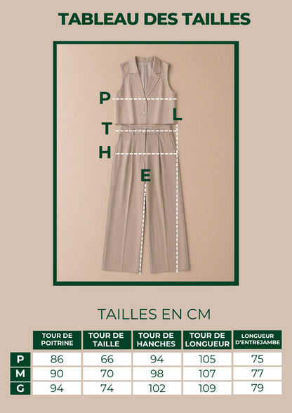 Ensemble Gilet et Pantalon Palazzo à Rayures Signature
