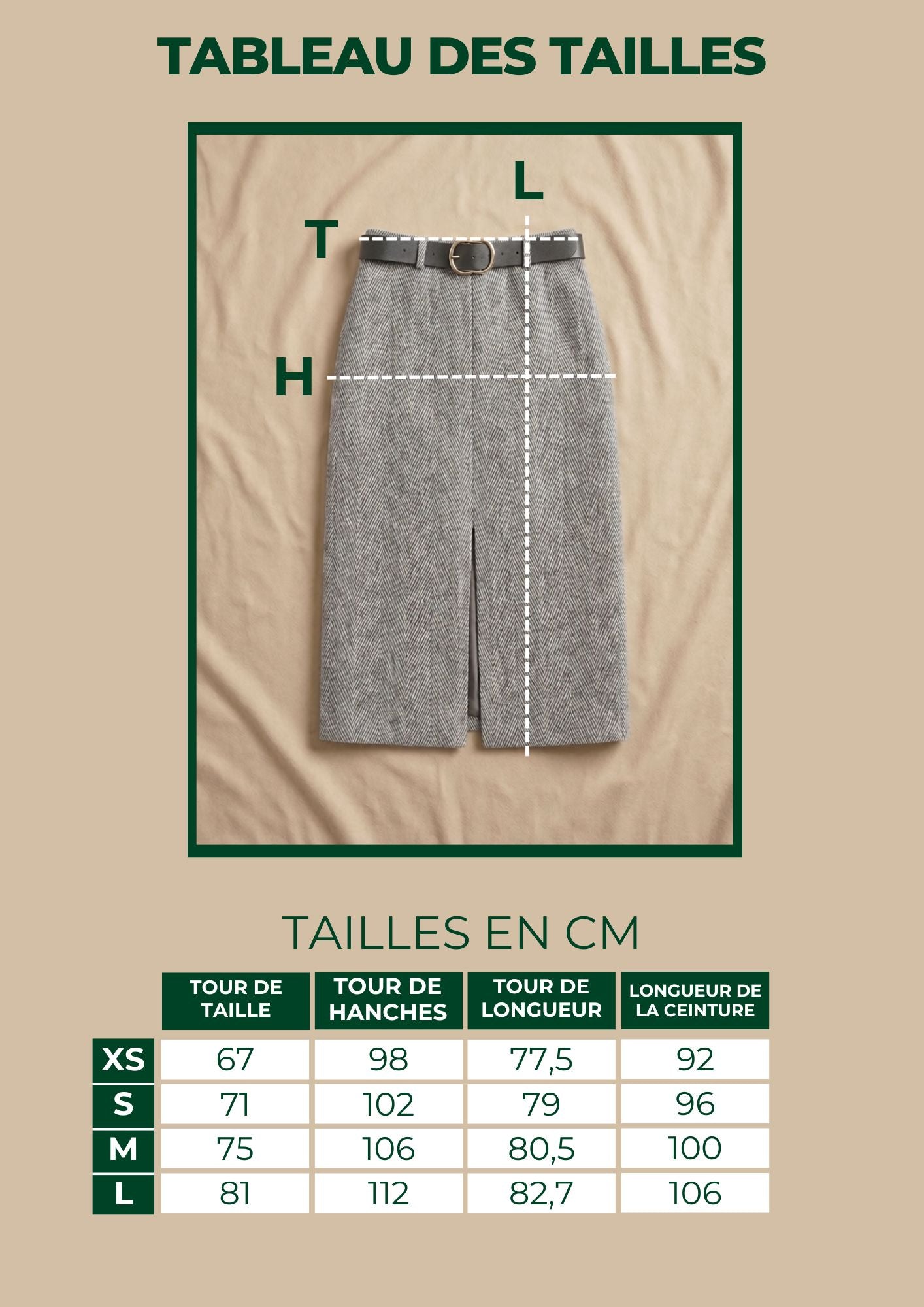 Jupe Midi Imprimé Chevron Ceinturée Noir