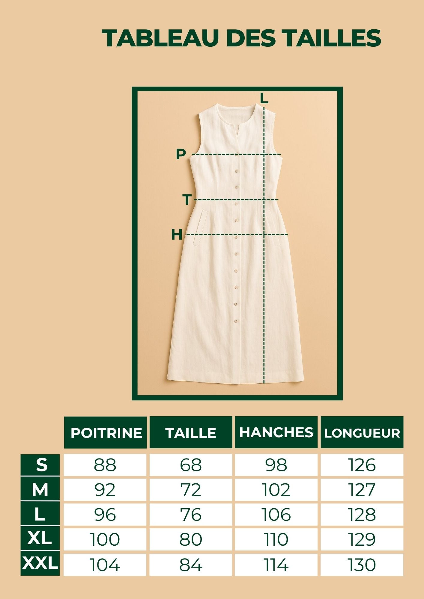 Robe Camille sans manches boutonnée en toile légère