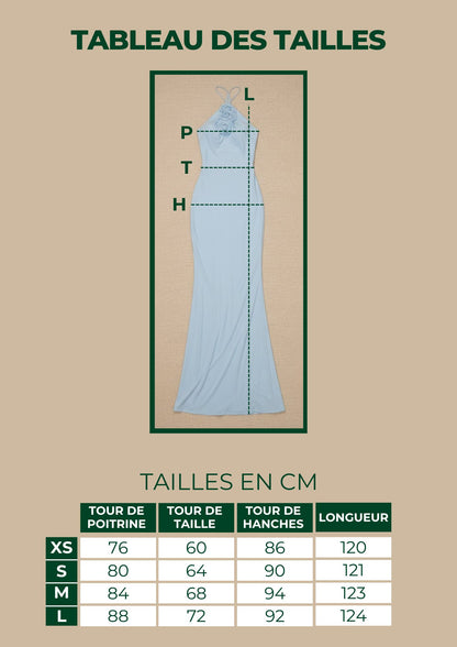 Robe Liora sirène à col montant et fleur brodée
