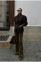 Manteau Daphné ceinturée en suède doux