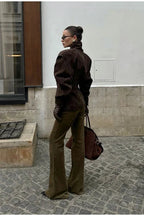 Manteau Daphné ceinturée en suède doux