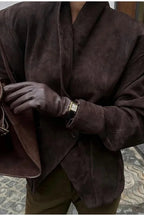 Manteau Daphné ceinturée en suède doux