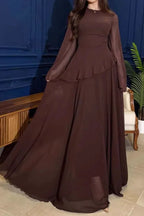 Robe Eulalie longue à volants superposés et manches fluides