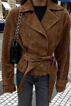 Manteau Daphné ceinturée en suède doux