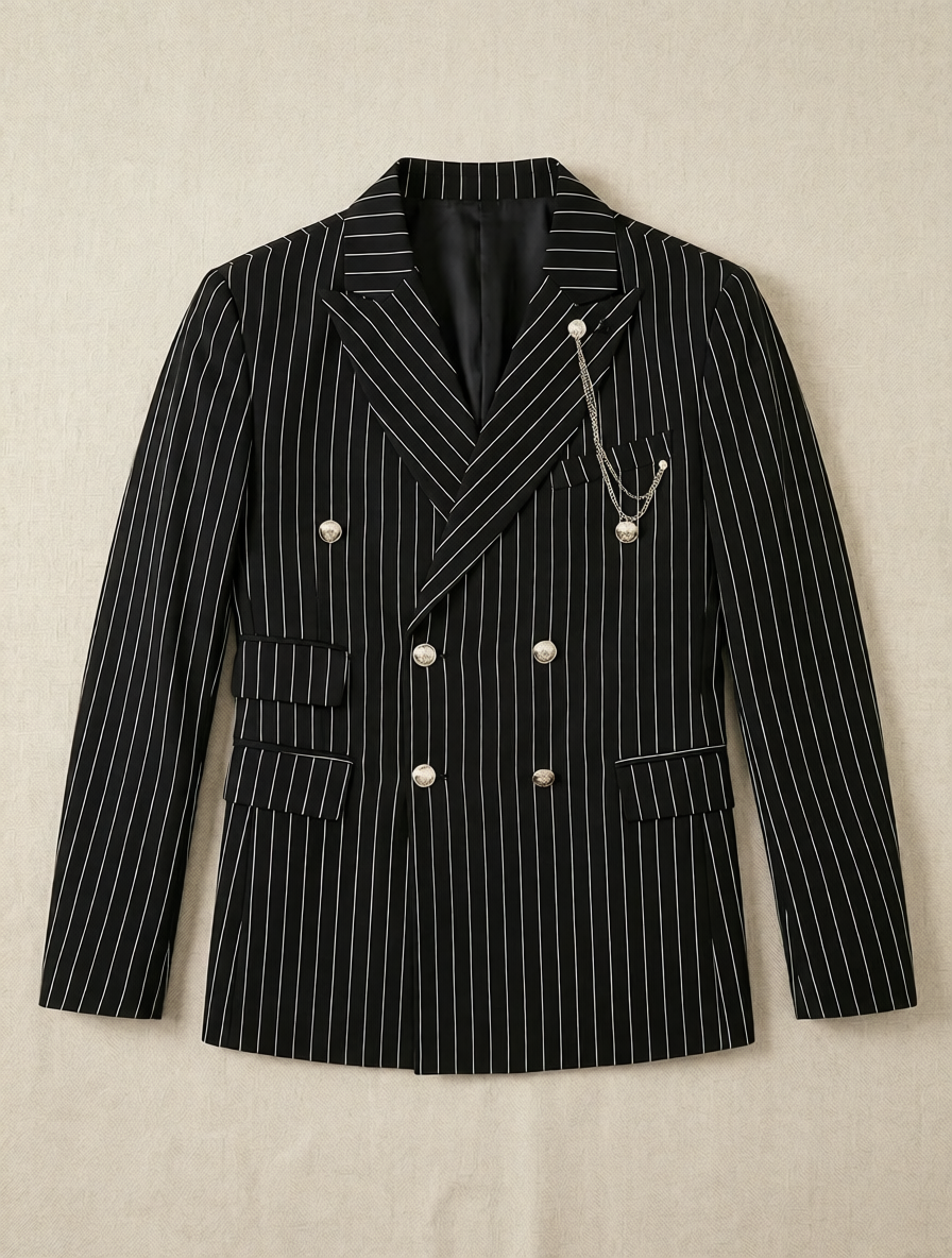 Ensemble Costume Revers Rayé
