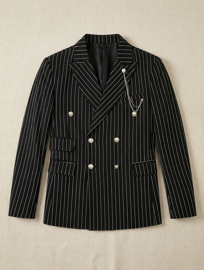 Ensemble Costume Revers Rayé