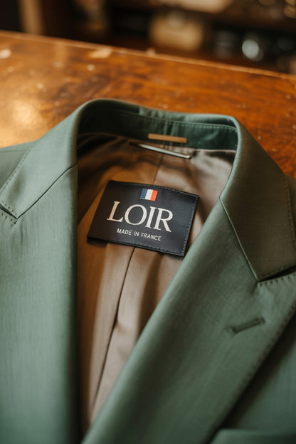 Costume Diplomate à Revers en Pointe Vert Militaire Tailoring