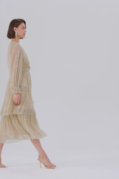 Robe Midi Cocktail à Twist Texturé